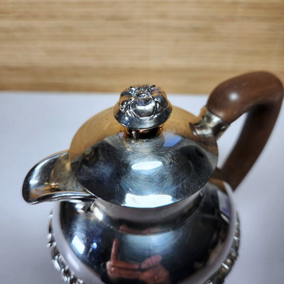 Marlboro Plate Silverplat Creamer E.P. Copper Small Pitcher Wood Handle Lidded - Picture 3 of 10